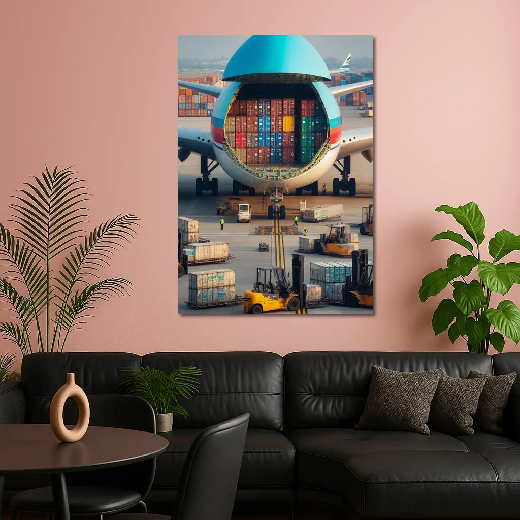Cargo Plane Loaded With Shipping Containers Airport – Wall Art