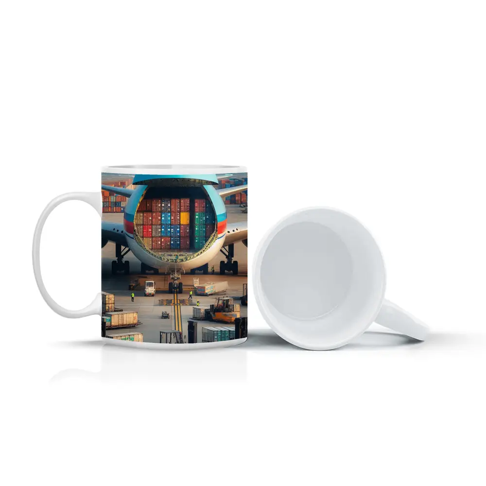 Cargo Plane Loaded With Shipping Containers Airport – Mugs