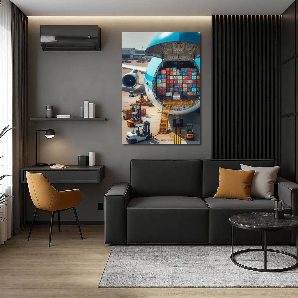 Cargo Plane Loaded With Shipping Containers – Wall Art