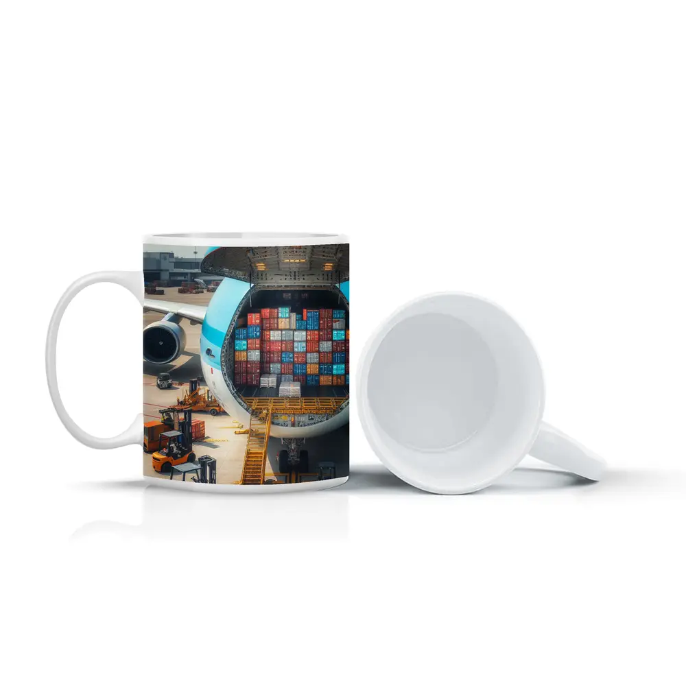 Cargo Plane Loaded With Shipping Containers – Mugs