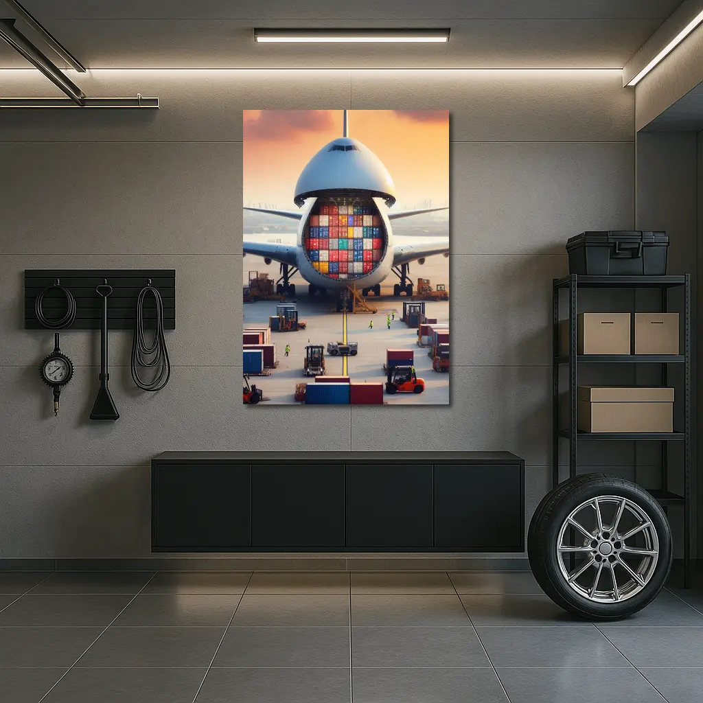 Cargo Airplane Loading Shipping Containers Airport – Wall Art