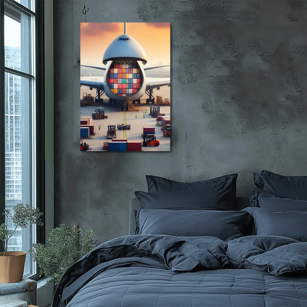 Cargo Airplane Loading Shipping Containers Airport – Wall Art