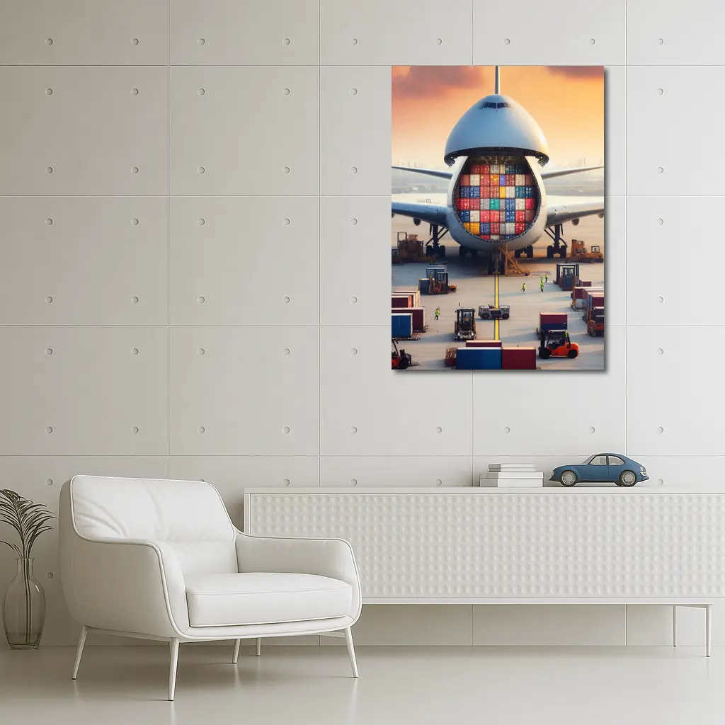 Cargo Airplane Loading Shipping Containers Airport – Wall Art