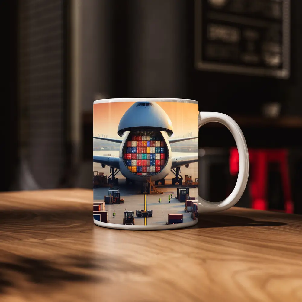 Cargo Airplane Loading Shipping Containers Airport – Mugs