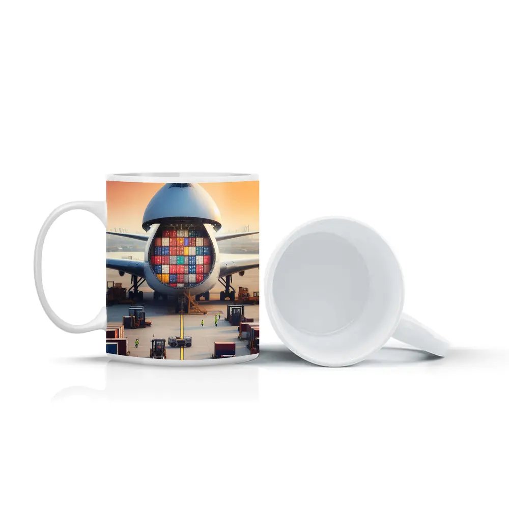 Cargo Airplane Loading Shipping Containers Airport – Mugs