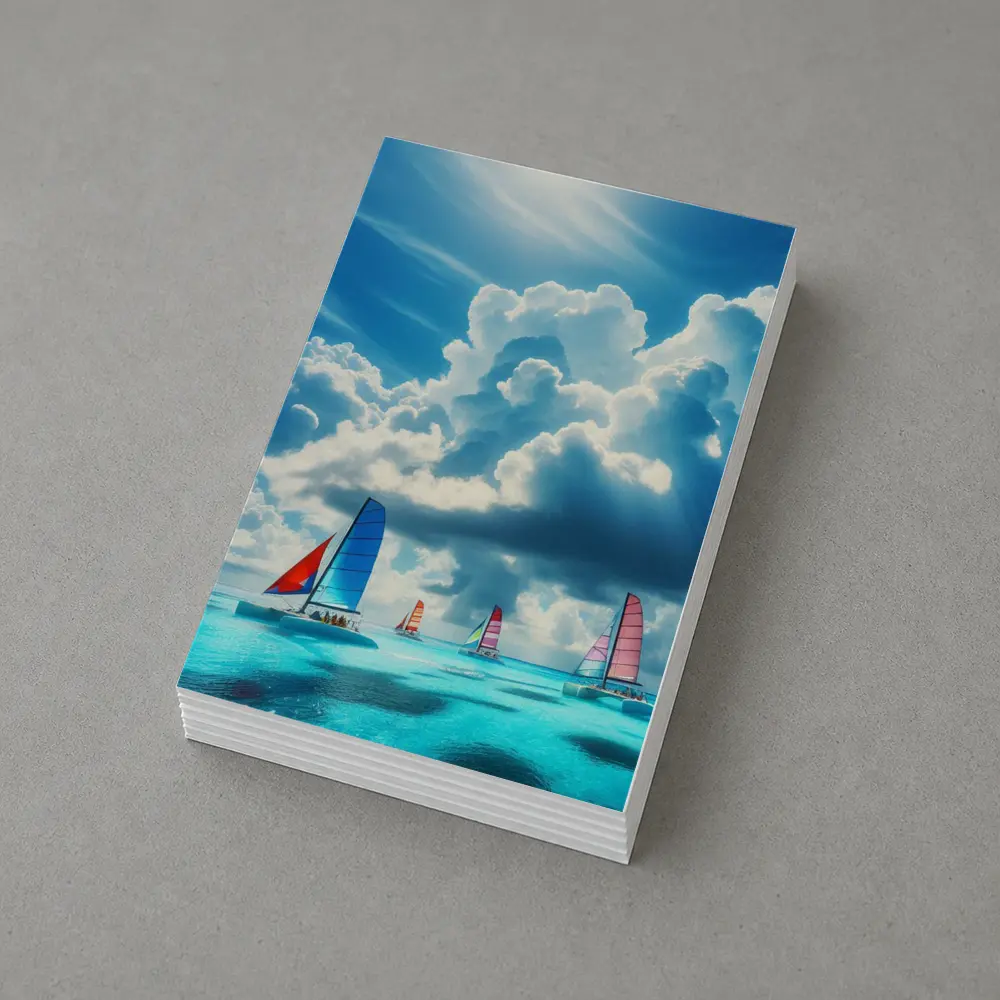 Colorful Sailboats On Turquoise Ocean Blue Sky – Postcards