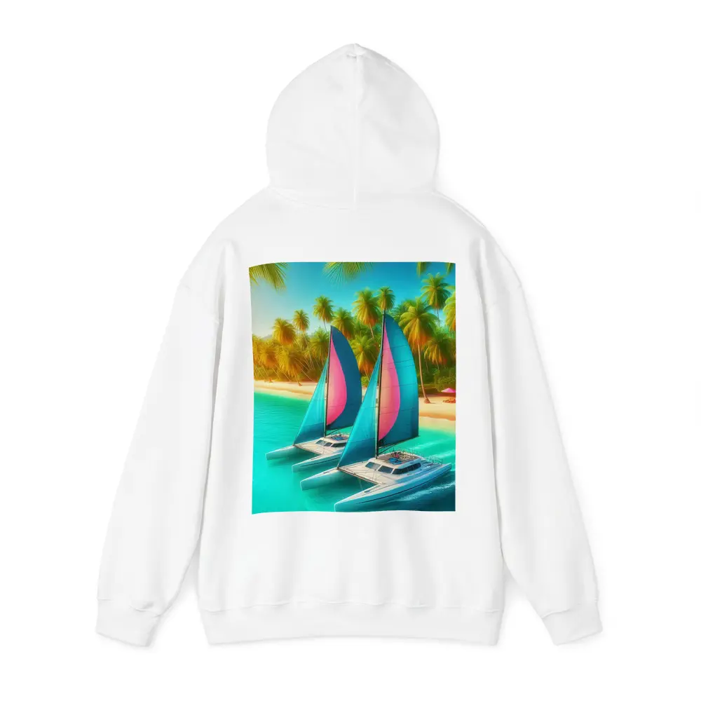 Catamarans Sailing Tropical Beach Palm Trees – Hoodies