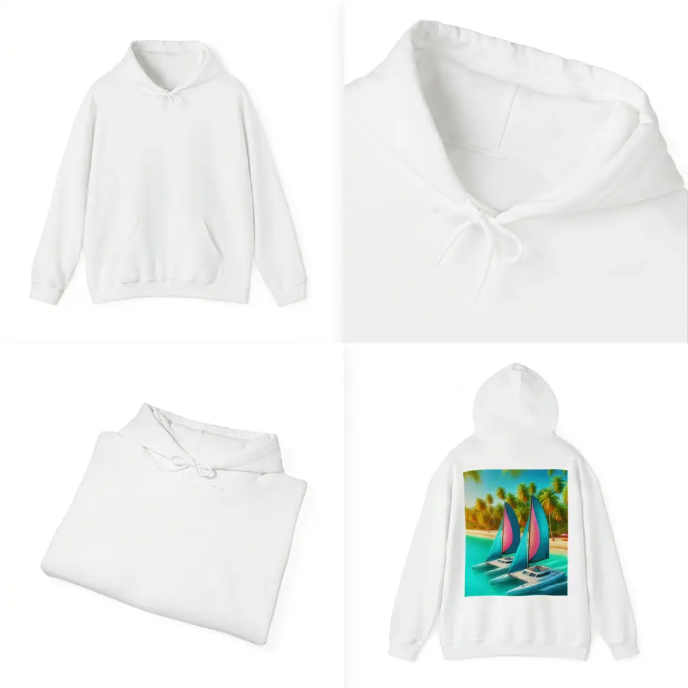 Catamarans Sailing Tropical Beach Palm Trees – Hoodies