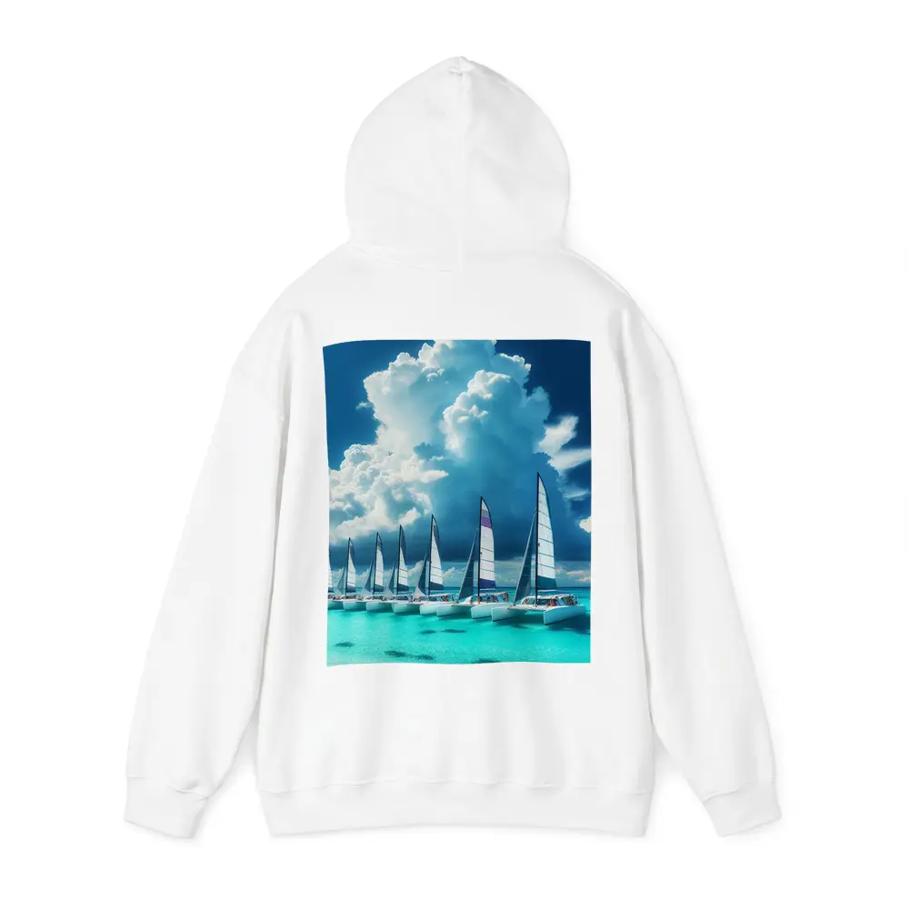 Catamarans Sailing Turquoise Ocean Dramatic Sky – Hoodies