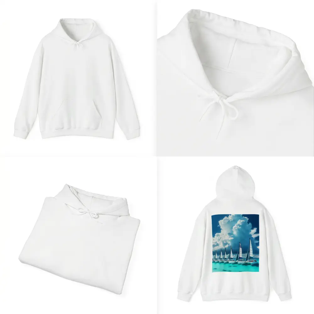 Catamarans Sailing Turquoise Ocean Dramatic Sky – Hoodies