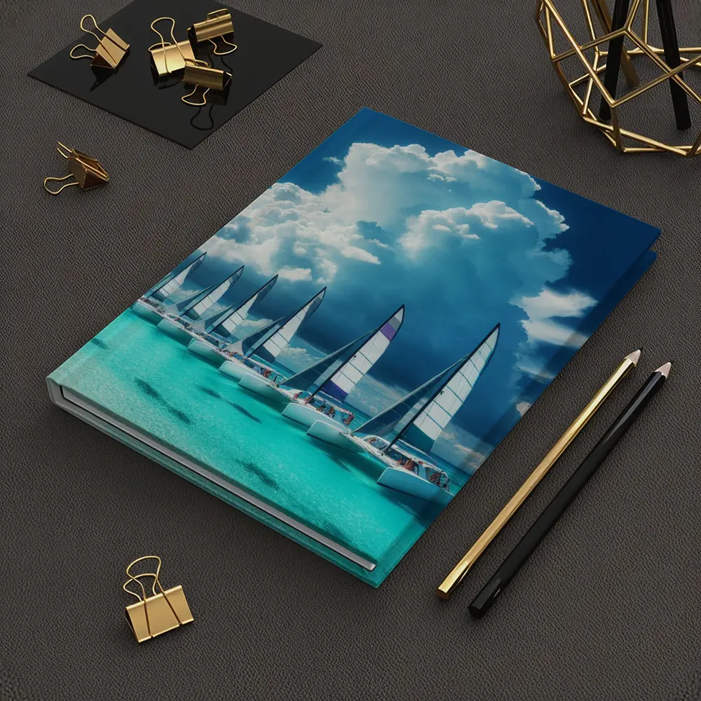 Catamarans Sailing Turquoise Ocean Dramatic Sky – Notebooks
