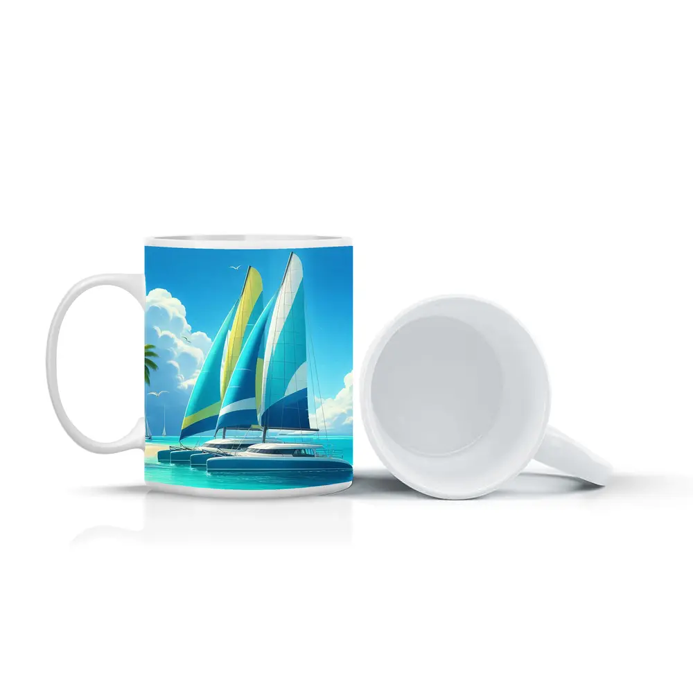 Catamarans Sailing Tropical Blue Ocean Beach – Mugs