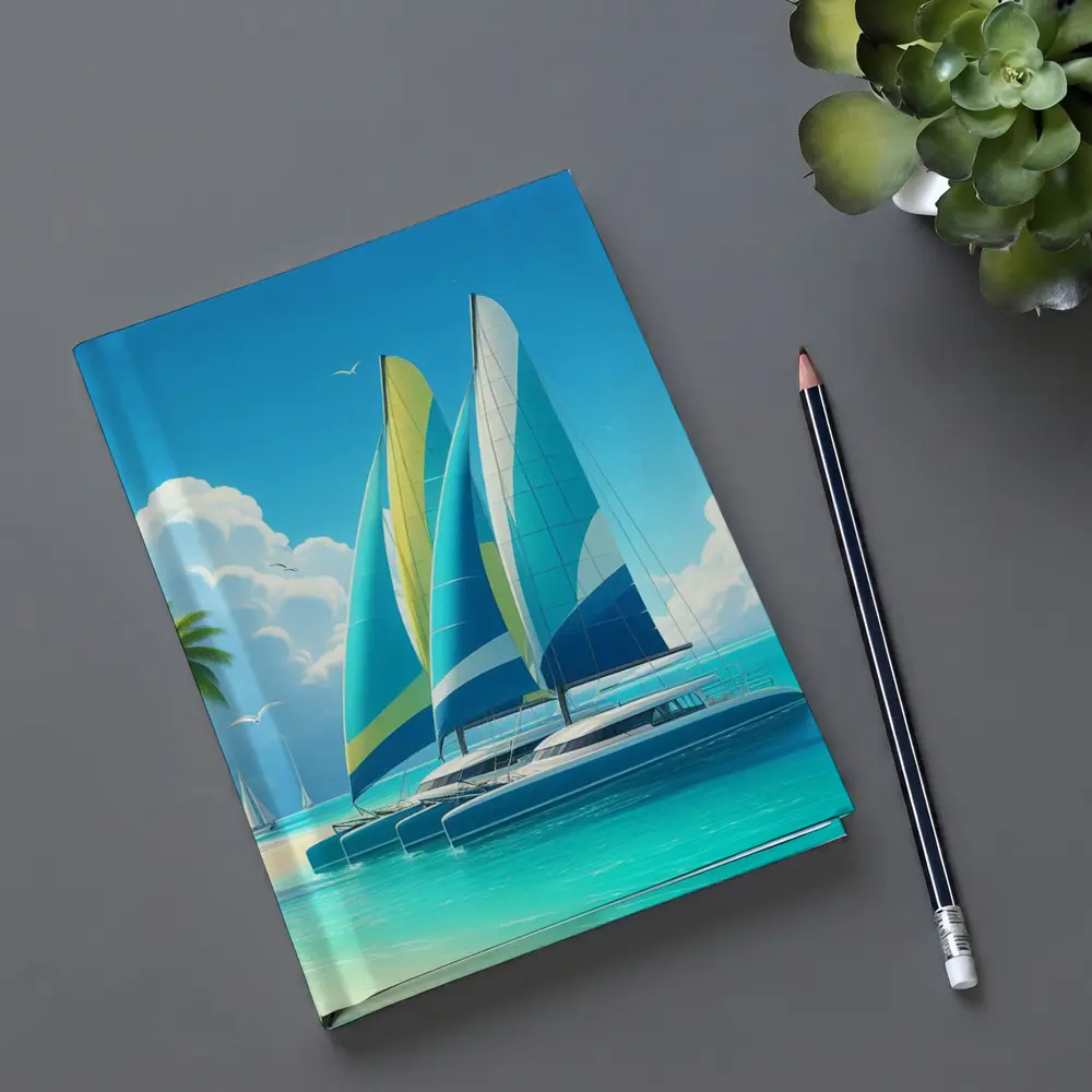 Catamarans Sailing Tropical Blue Ocean Beach – Notebooks