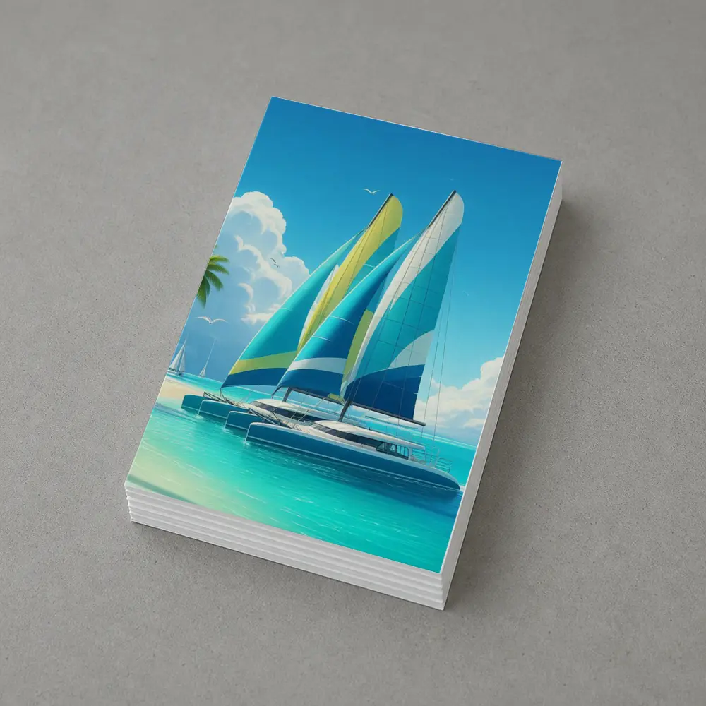 Catamarans Sailing Tropical Blue Ocean Beach – Postcards