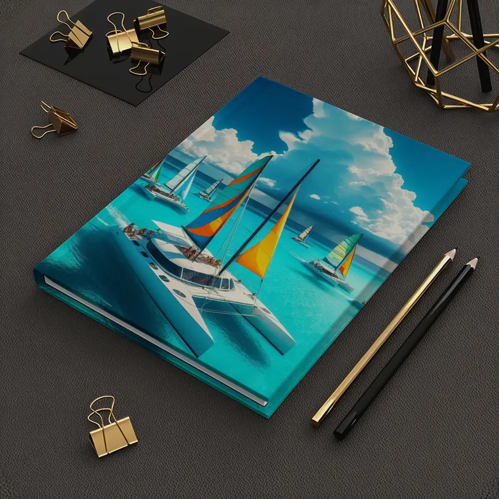 Colorful Catamarans Sailing Turquoise Tropical Ocean – Notebooks