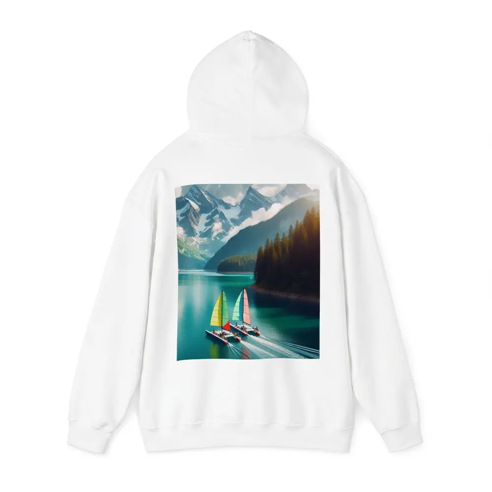Colorful Sailboats on Turquoise Mountain Lake – Hoodies