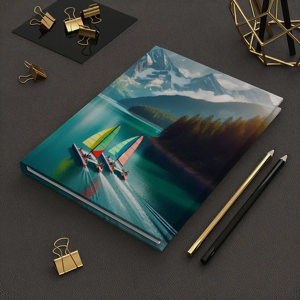 Colorful Sailboats on Turquoise Mountain Lake – Notebooks