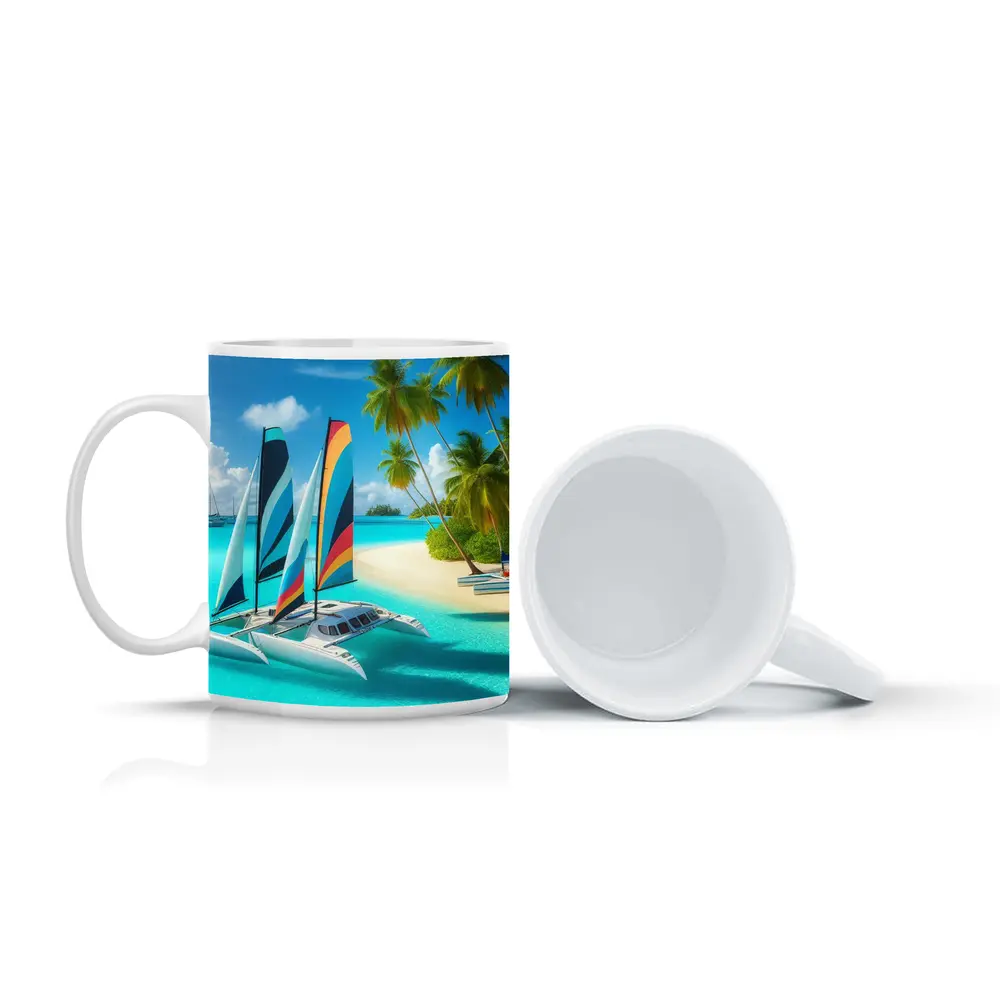 Catamaran Sailboat Tropical Island Crystal Waters – Mugs