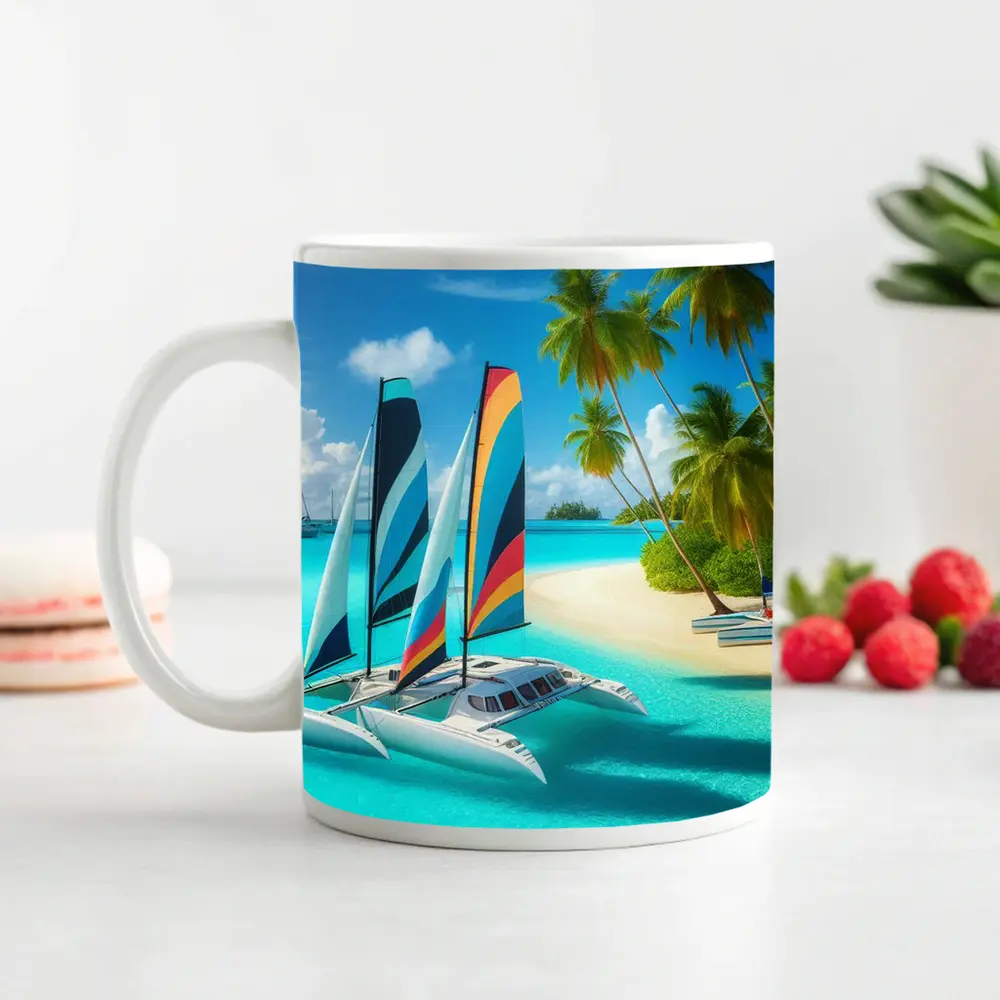 Catamaran Sailboat Tropical Island Crystal Waters – Mugs