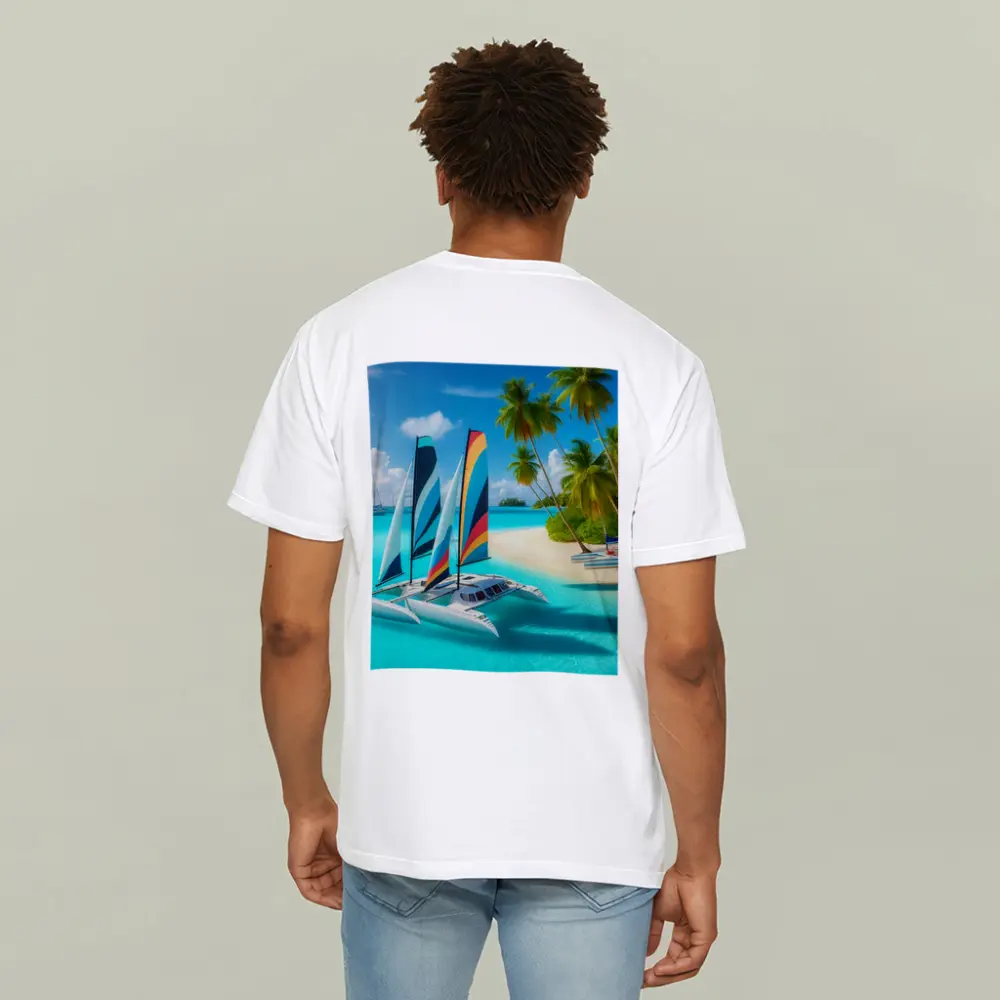 Catamaran Sailboat Tropical Island Crystal Waters – T-Shirts
