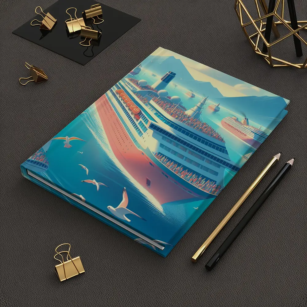 Cruise Ships Sailing Blue Ocean Mountains – Notebooks