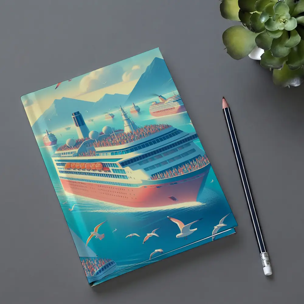Cruise Ships Sailing Blue Ocean Mountains – Notebooks