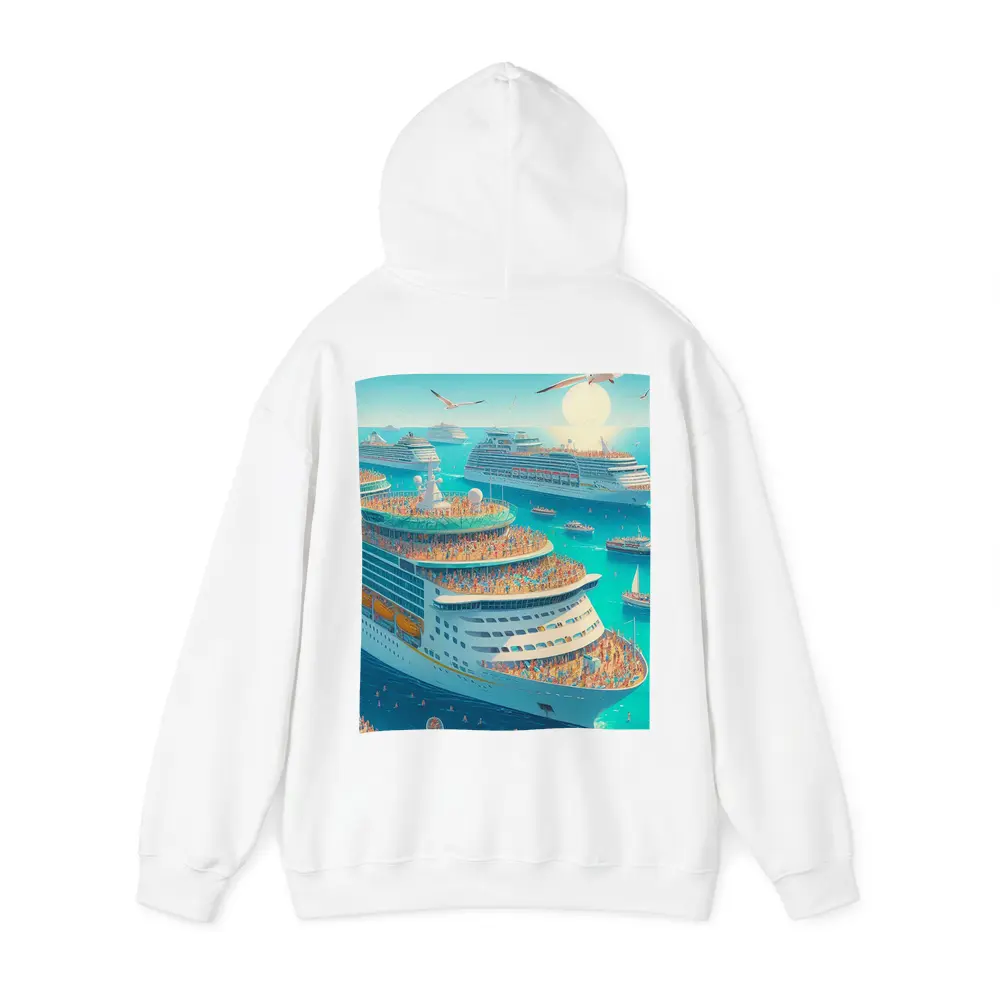 Cruise Ships Crowded Ocean Summer Illustration Art – Hoodies