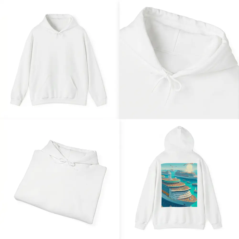 Cruise Ships Crowded Ocean Summer Illustration Art – Hoodies
