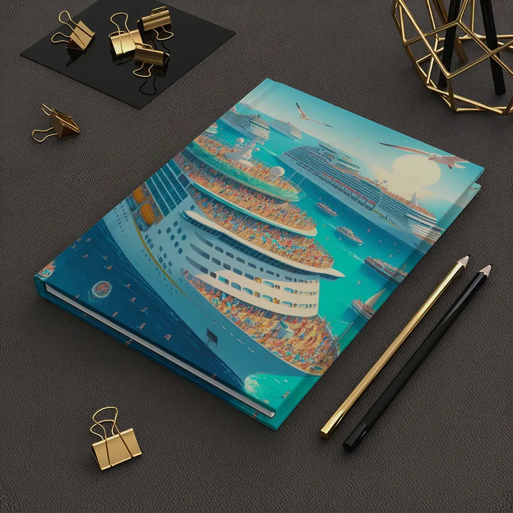 Cruise Ships Crowded Ocean Summer Illustration Art – Notebooks