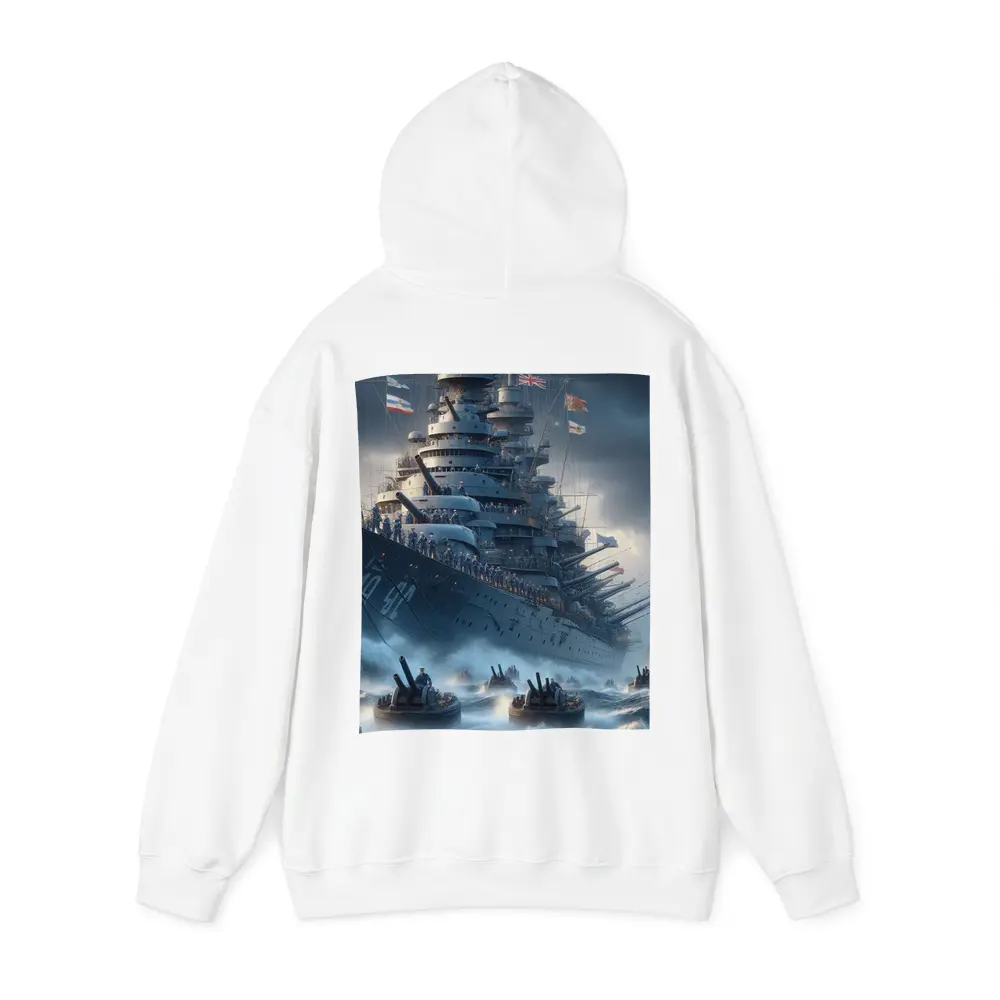 Warship Battleship Stormy Ocean Military Naval Art – Hoodies