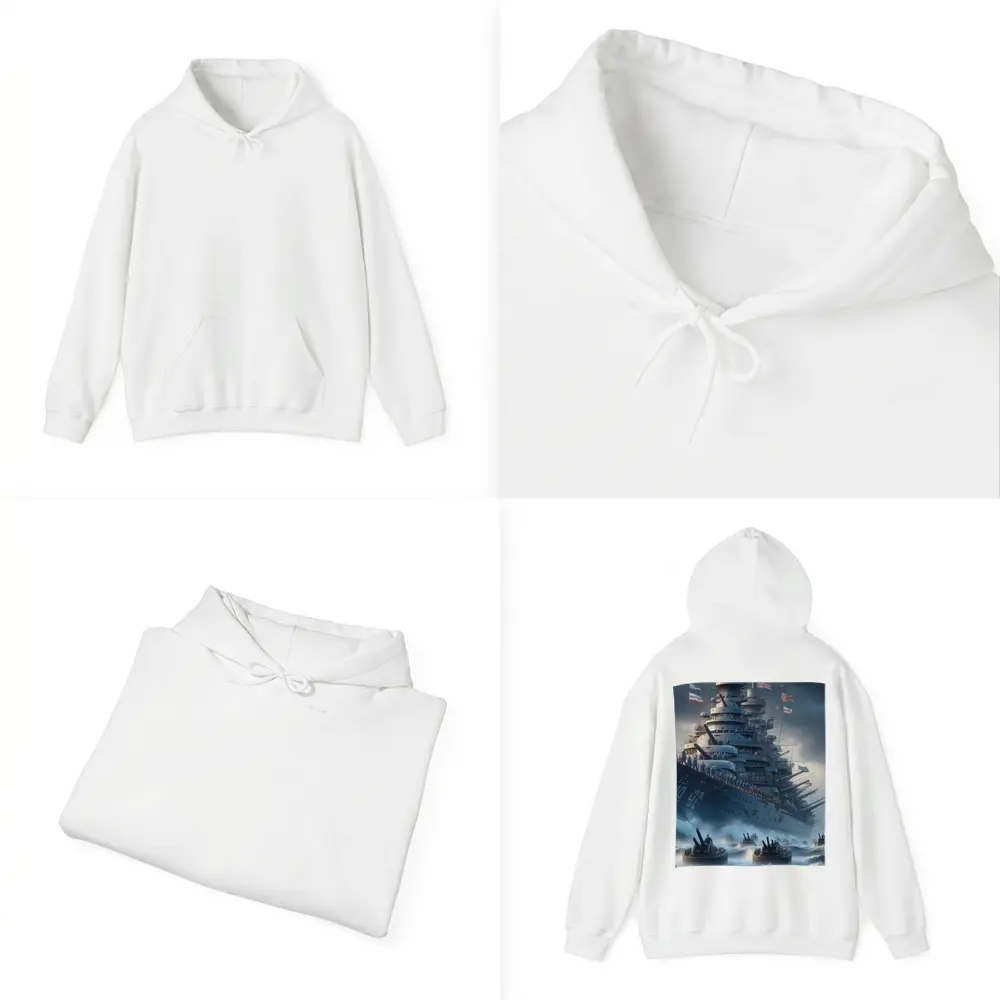 Warship Battleship Stormy Ocean Military Naval Art – Hoodies