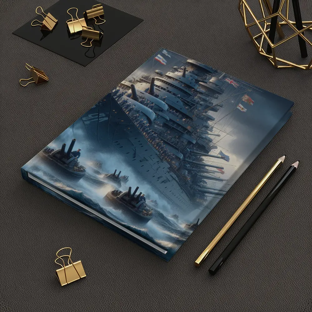 Warship Battleship Stormy Ocean Military Naval Art – Notebooks