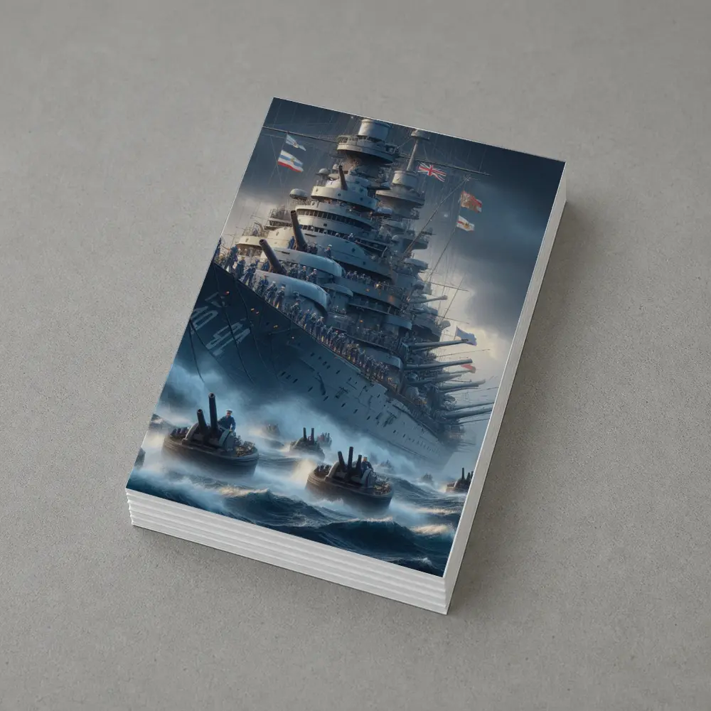 Warship Battleship Stormy Ocean Military Naval Art – Postcards