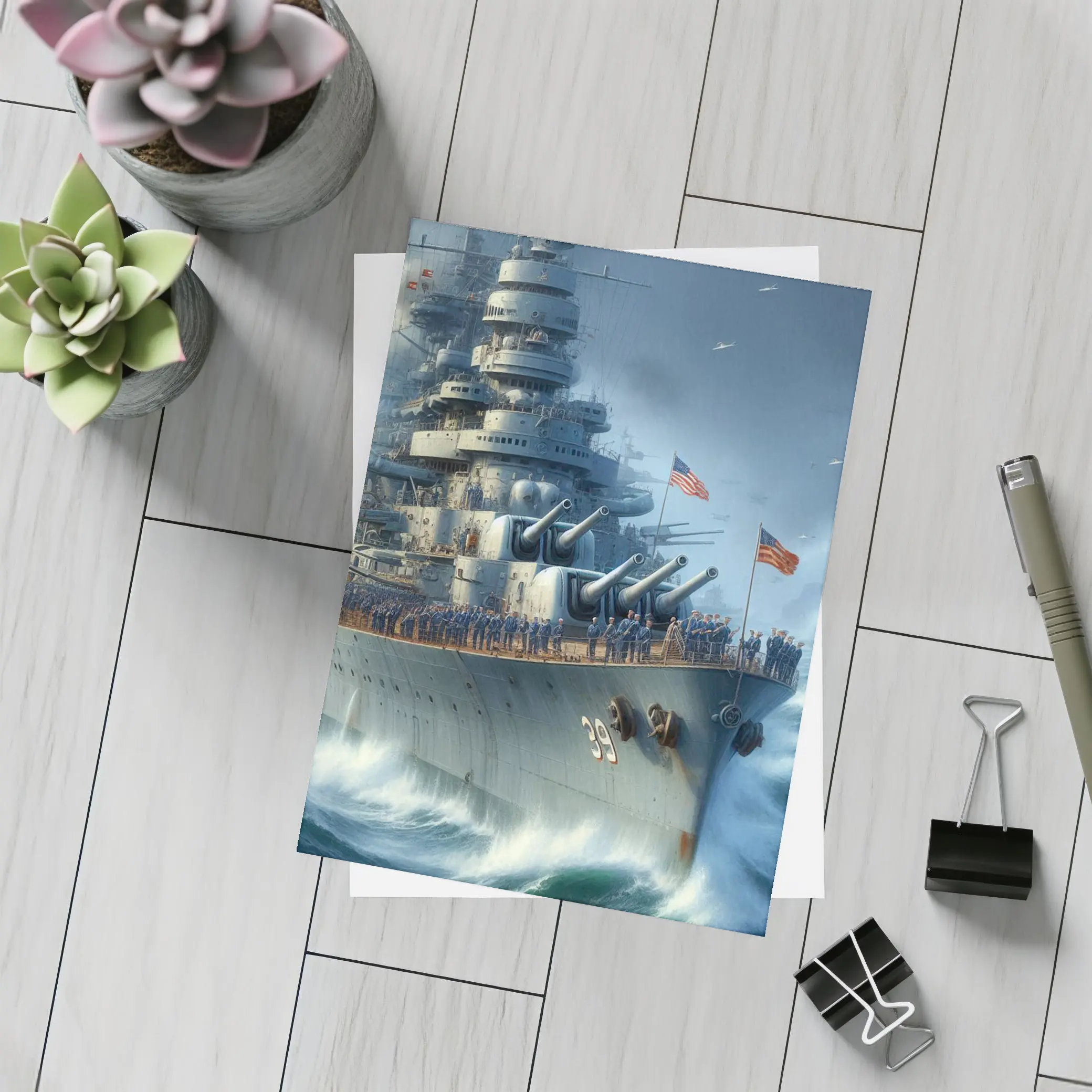US Navy Battleship Crew at Sea – Postcards