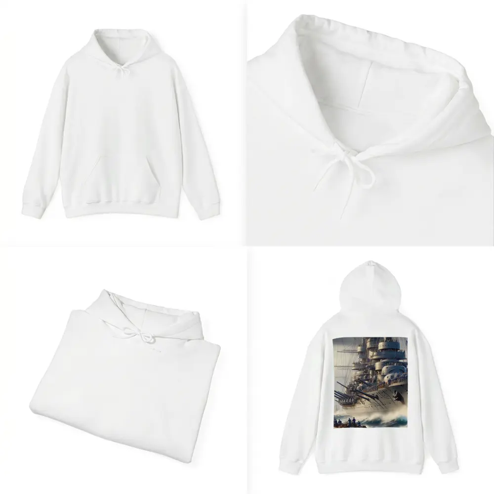 Warship Battleship Sailing Rough Ocean Waves – Hoodies