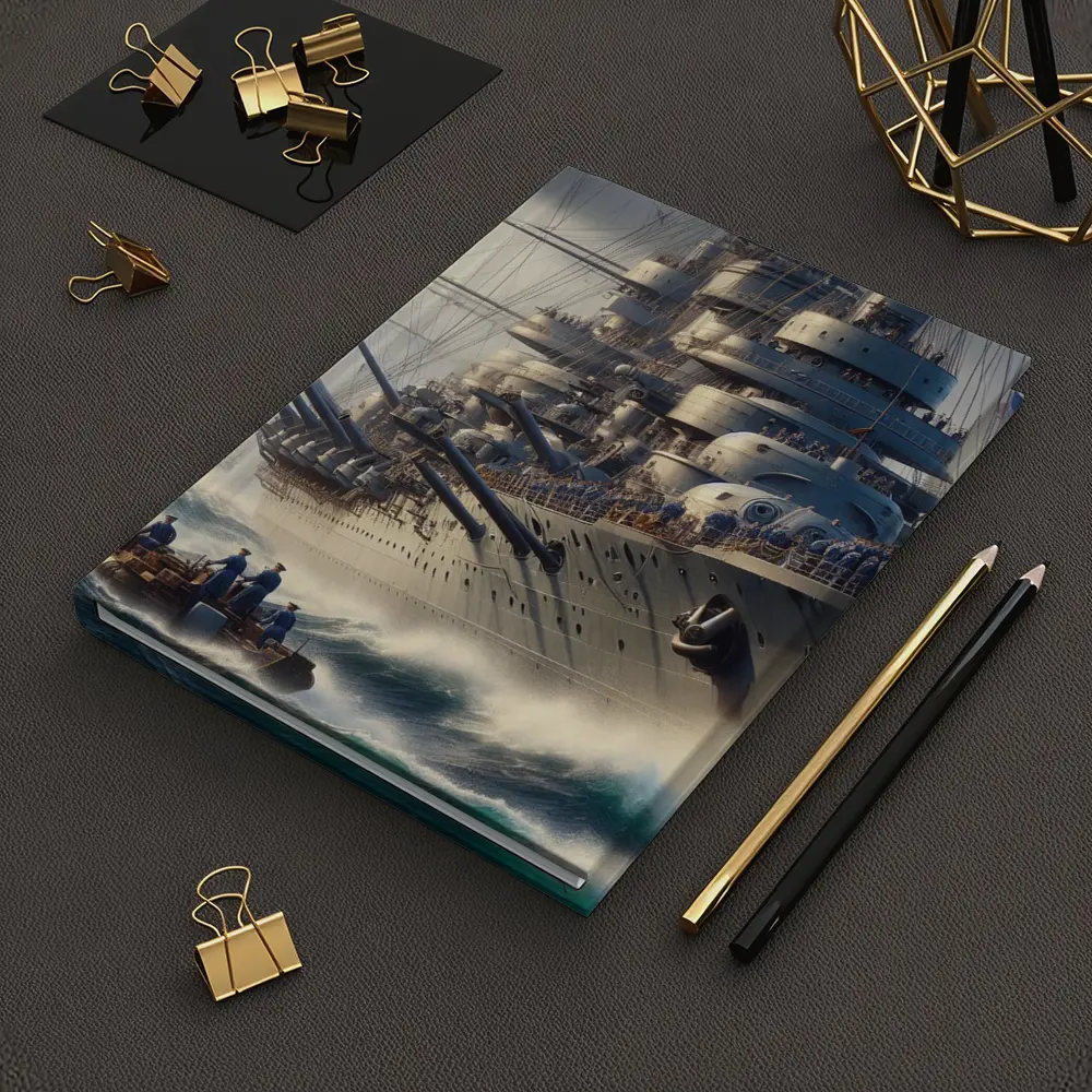 Warship Battleship Sailing Rough Ocean Waves – Notebooks