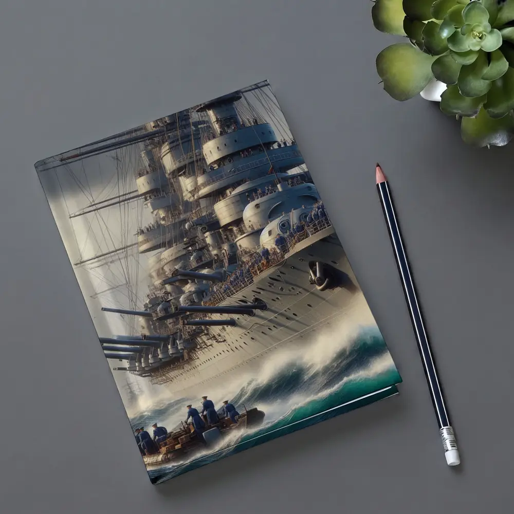 Warship Battleship Sailing Rough Ocean Waves – Notebooks