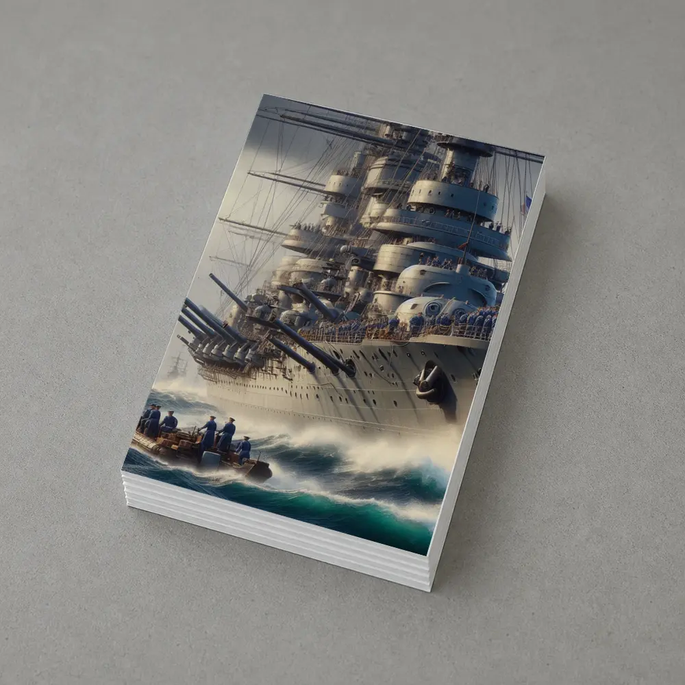 Warship Battleship Sailing Rough Ocean Waves – Postcards