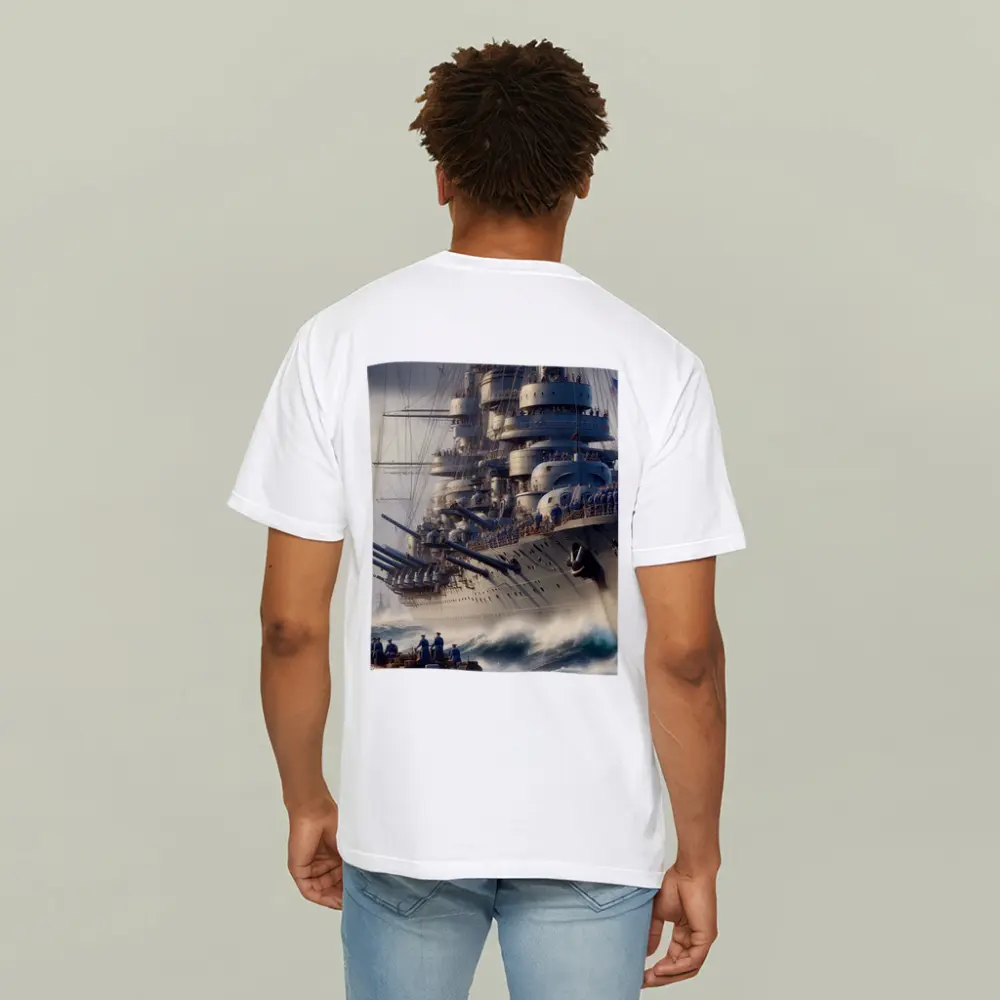 Warship Battleship Sailing Rough Ocean Waves – T-Shirts