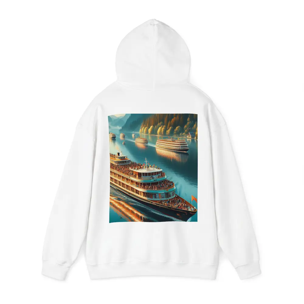 River Cruise Ships Sailing Mountain Lake – Hoodies
