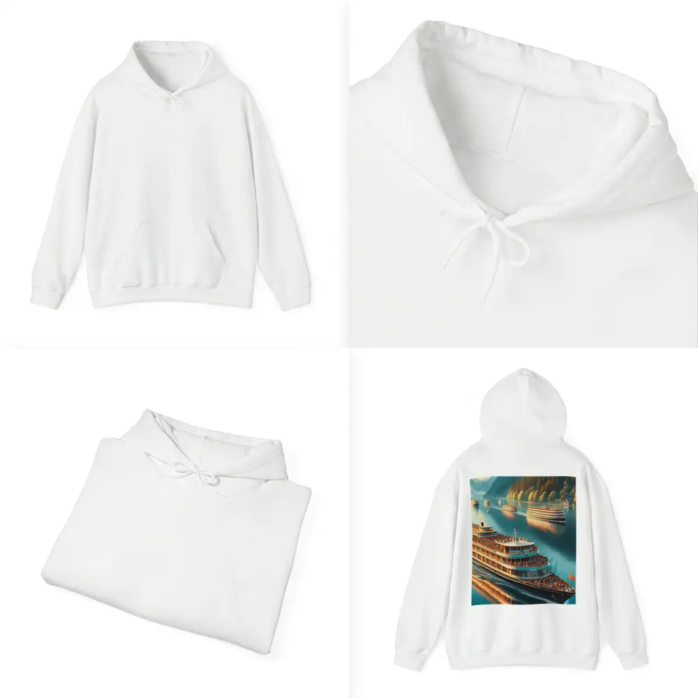 River Cruise Ships Sailing Mountain Lake – Hoodies