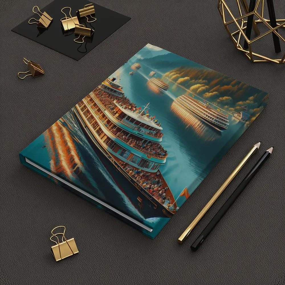 River Cruise Ships Sailing Mountain Lake – Notebooks