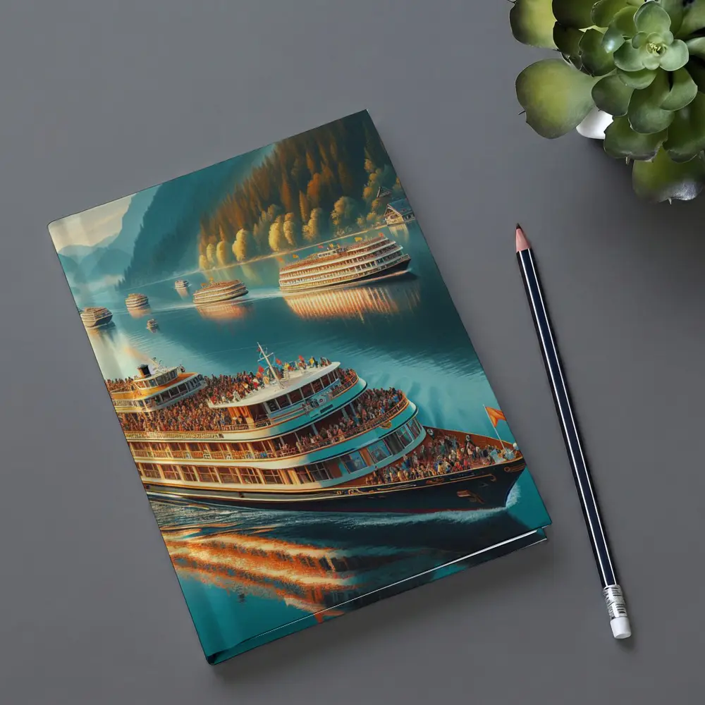 River Cruise Ships Sailing Mountain Lake – Notebooks