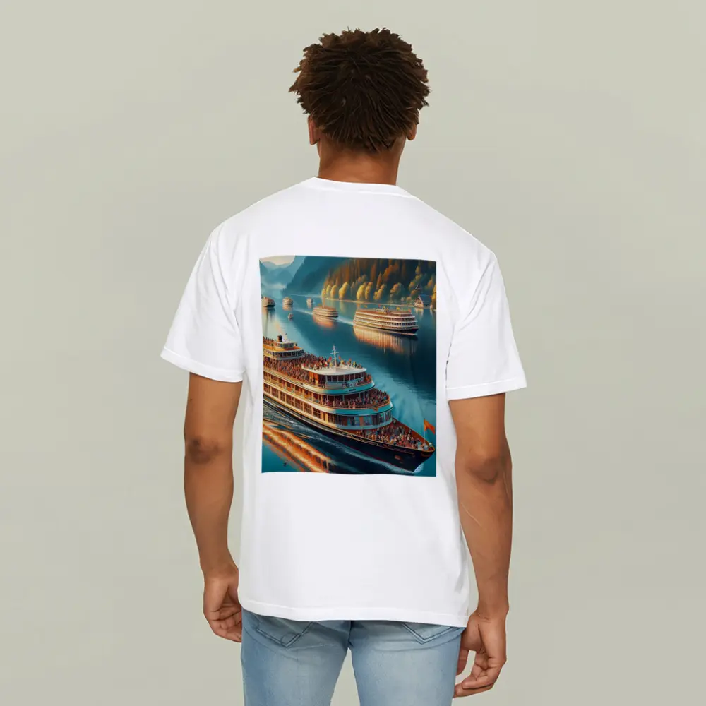 River Cruise Ships Sailing Mountain Lake – T-Shirts