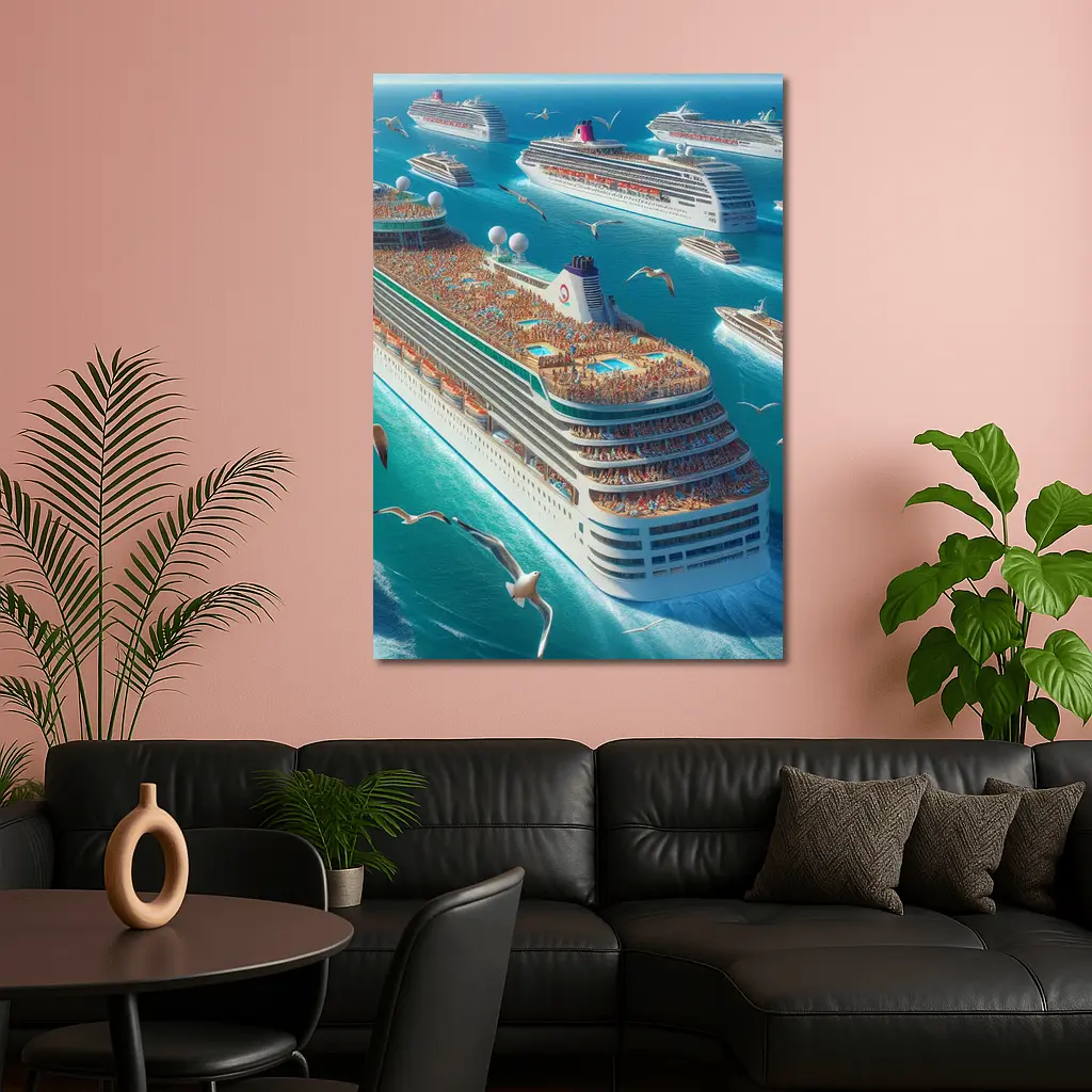 Cruise Ships Sailing Open Blue Ocean – Wall Art