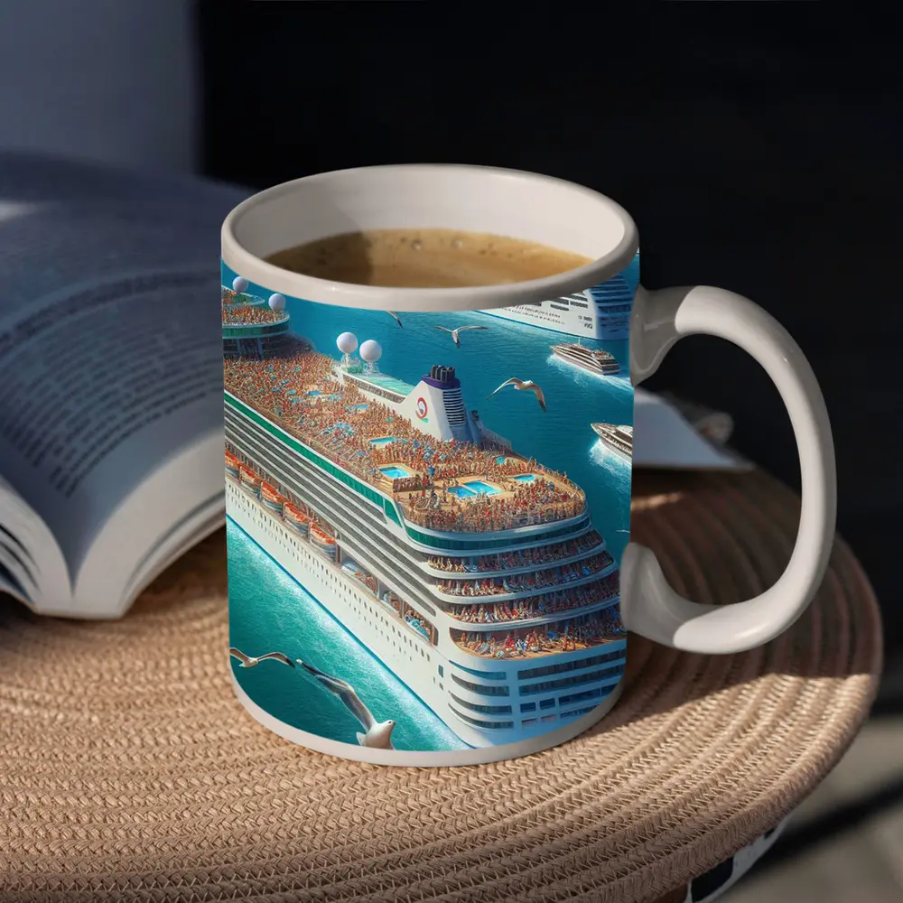 Cruise Ships Sailing Open Blue Ocean – Mugs
