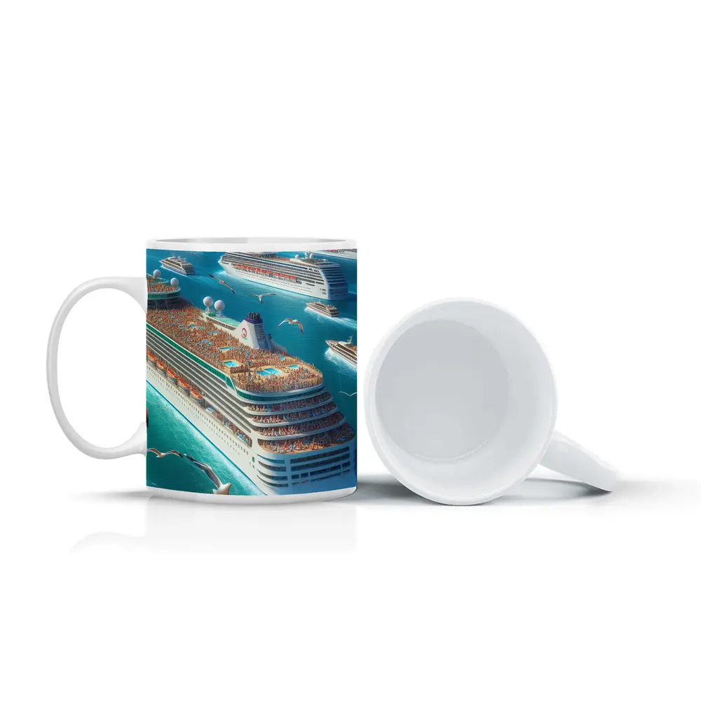 Cruise Ships Sailing Open Blue Ocean – Mugs