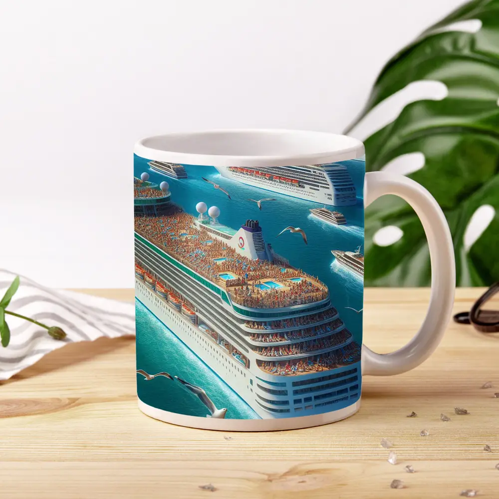 Cruise Ships Sailing Open Blue Ocean – Mugs