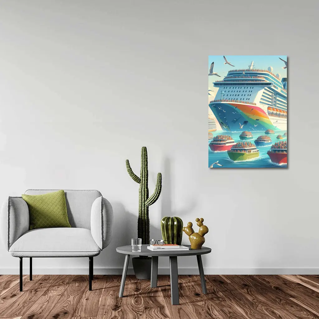 Cruise Ship Rainbow Hull Colorful Ferry Boats – Wall Art