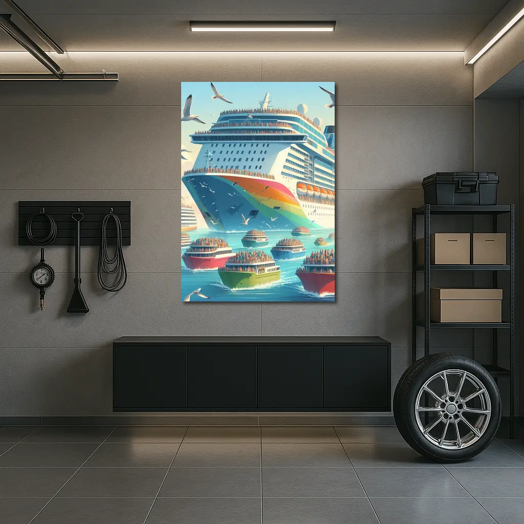 Cruise Ship Rainbow Hull Colorful Ferry Boats – Wall Art